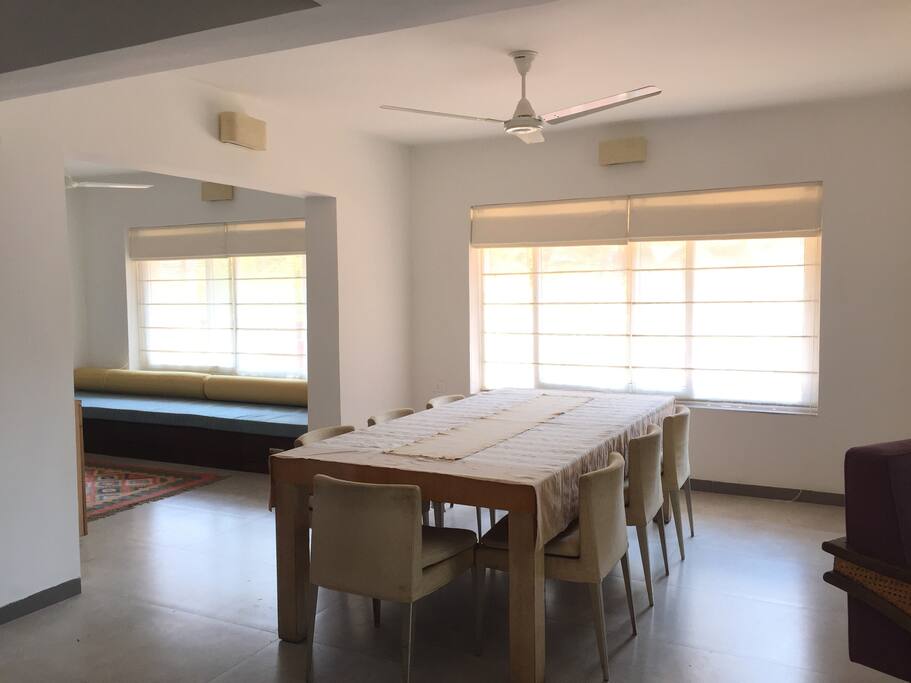 Open plan dining area and TV room