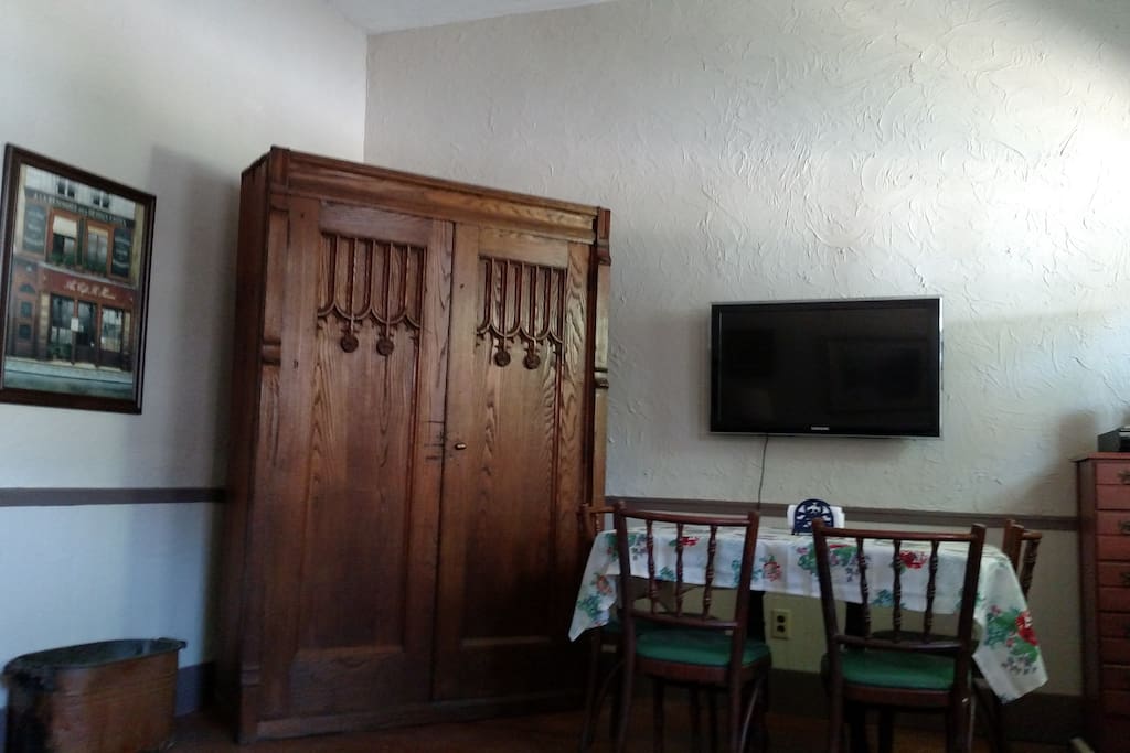 Living room TV and dining area