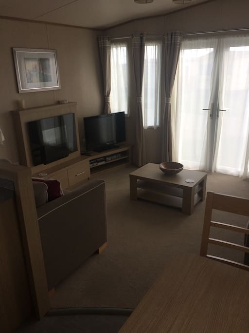 Tv and fireplace