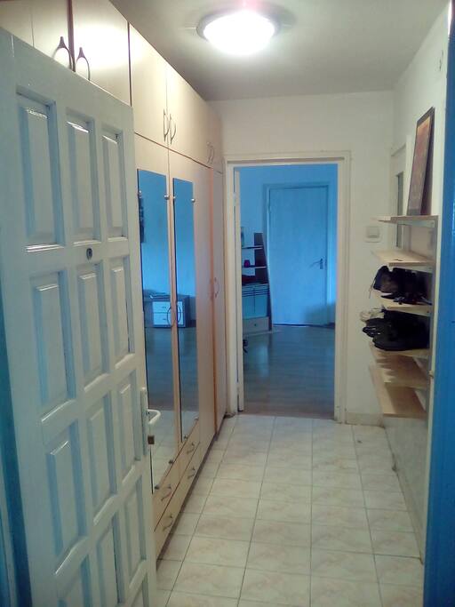 The hall, with a large wardrobe