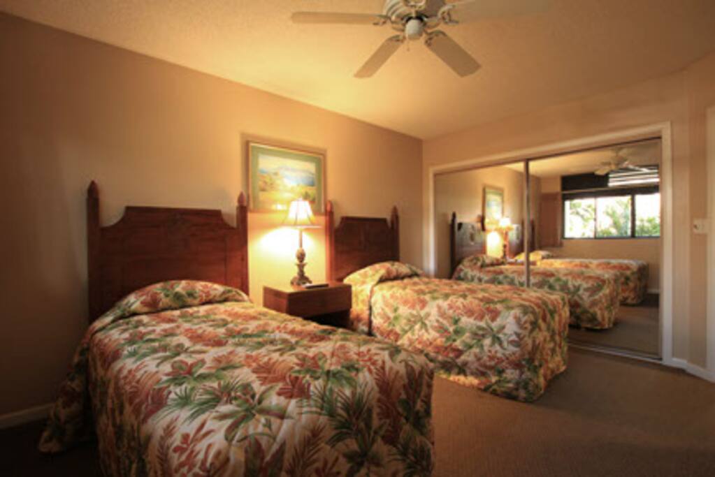 Bedroom with twins. Master bedroom is nice too, with a private bath.