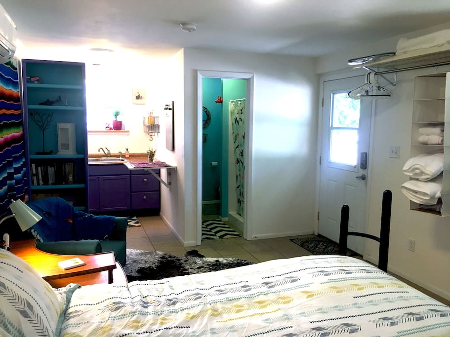 Casita includes kitchenette and separate bath.