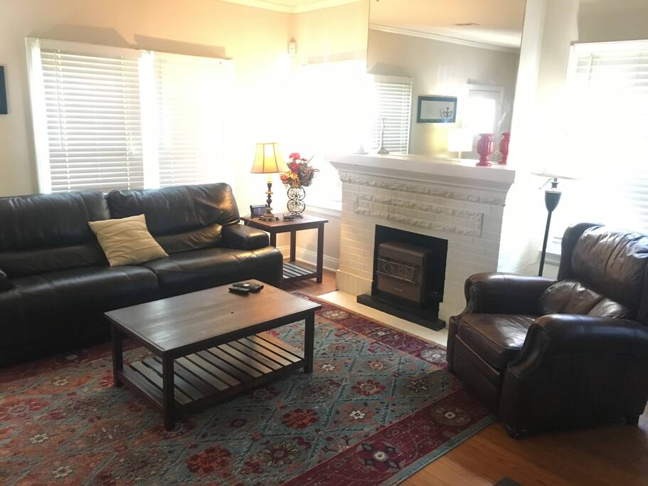 Comfortable living space with reclining leather sofas