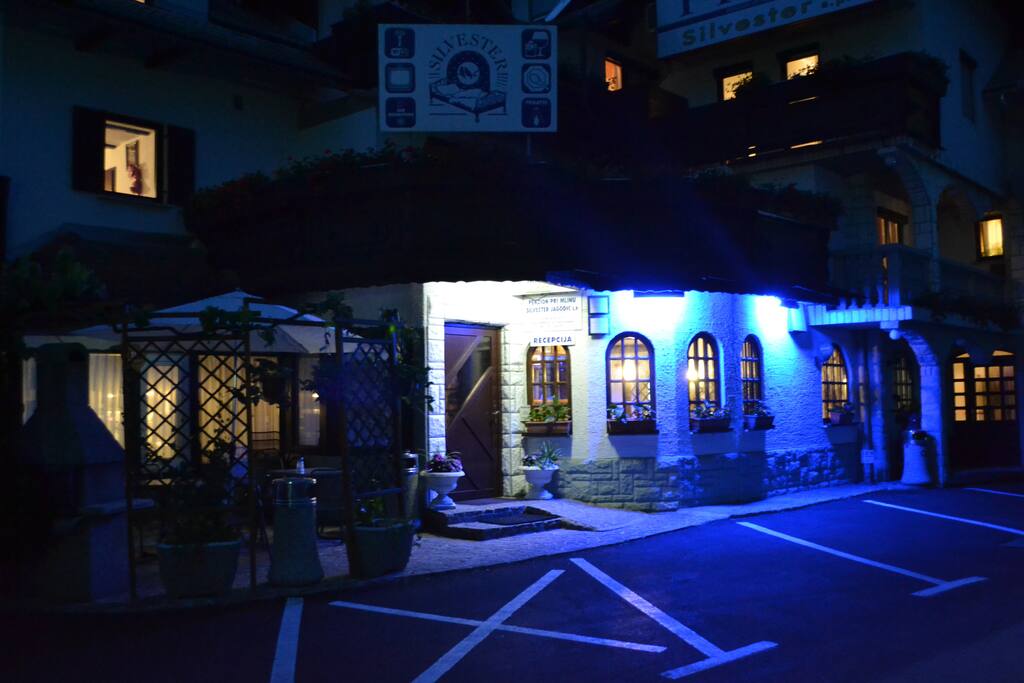 At night