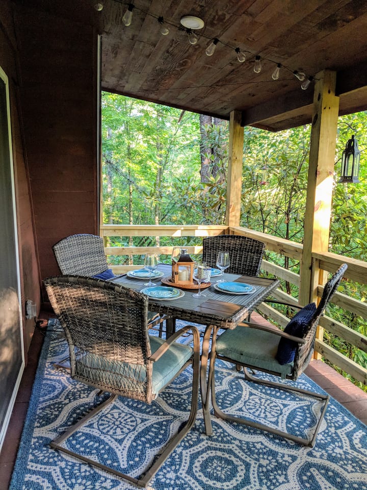Outdoor seating on covered deck