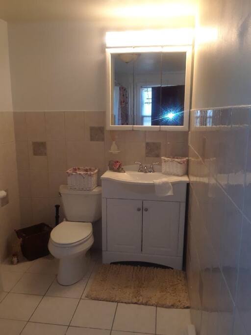 Huge, bright bathroom