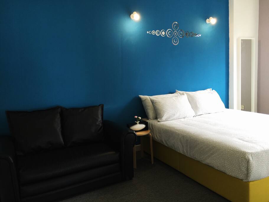 2nd bedroom with queen size bed & sofa bed