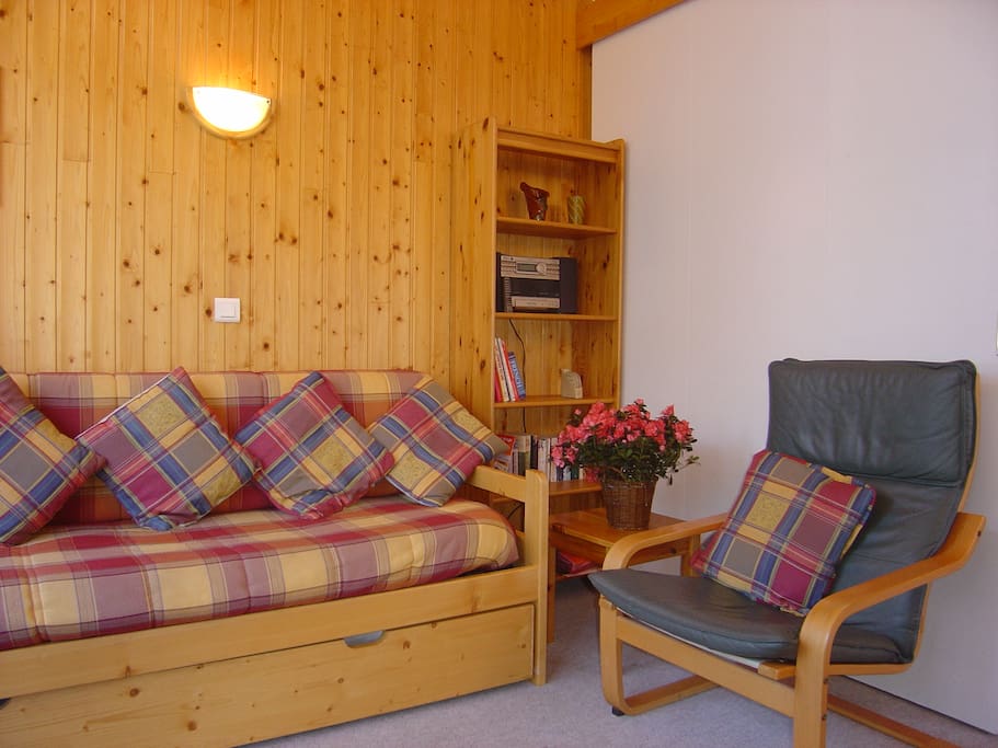 Living room with sliding door for privacy