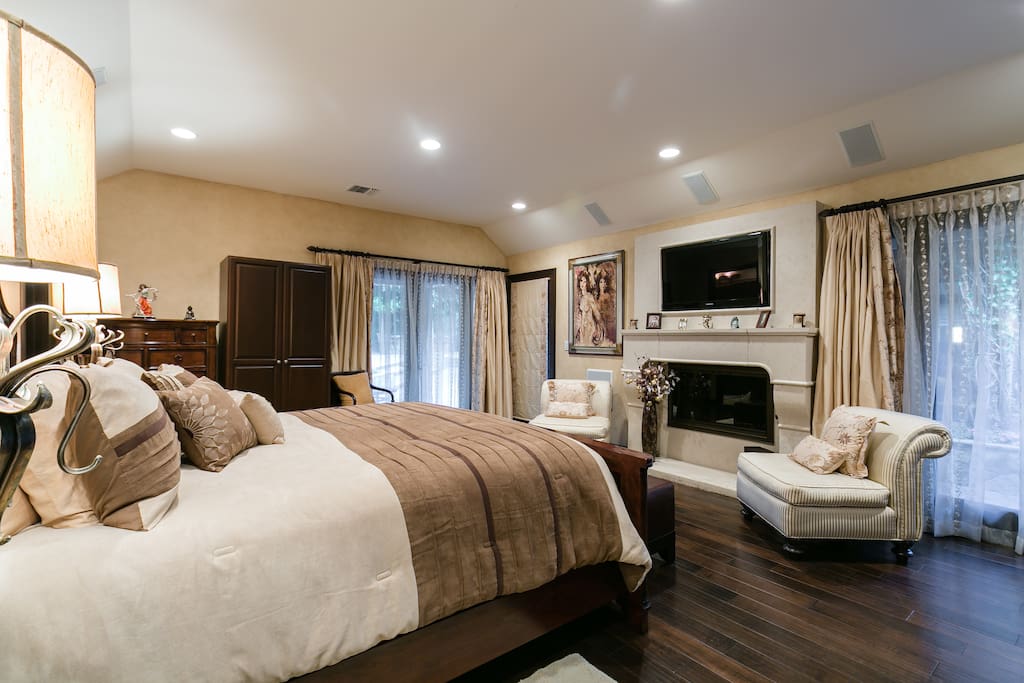 Enjoy the lovely fireplace or wind down after a fun filled day and watch a movie on your large 52" screen tv.