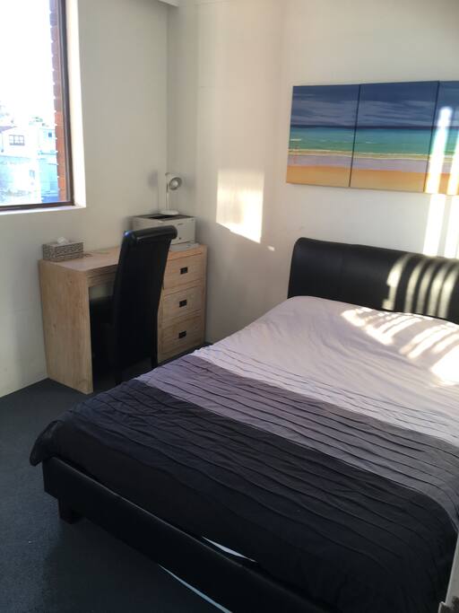 Double bed with desk