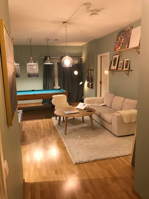 Bed sofa and social space.