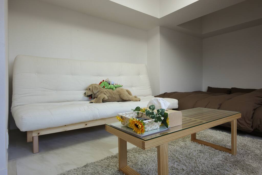 2 double beds and 1 sofa bed