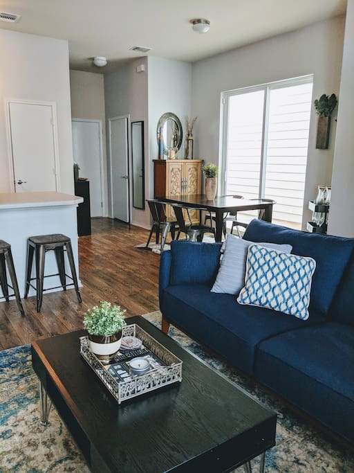 Open floor plan - living room, dining table