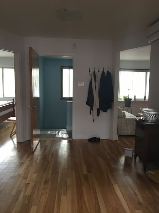 View from the kitchen (to your left: bedroom 1 / right: living room)