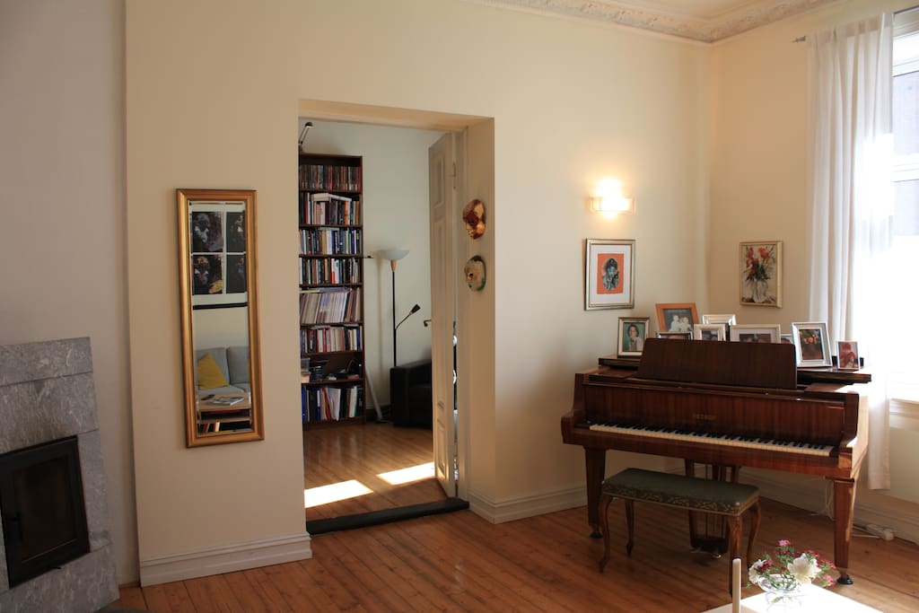 View from the living room in towards the library