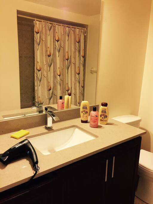 Spacious clean and tidy Washroom with brand new faucet & basin & cabinet