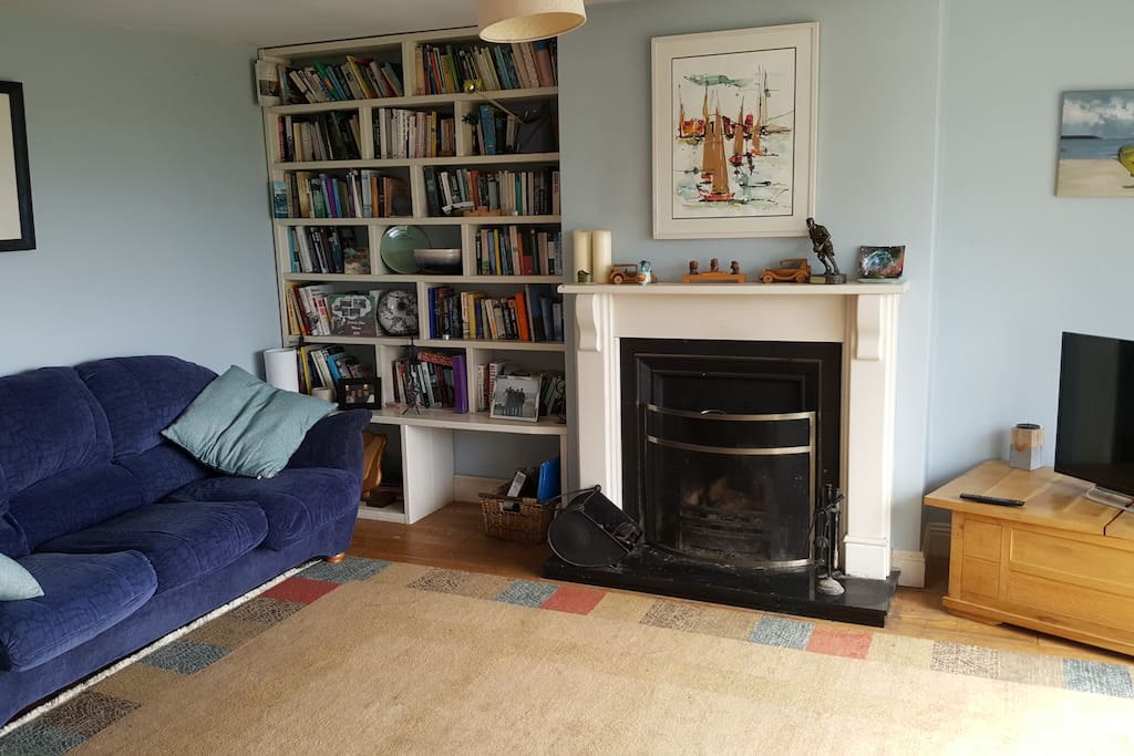 sitting room with open fire