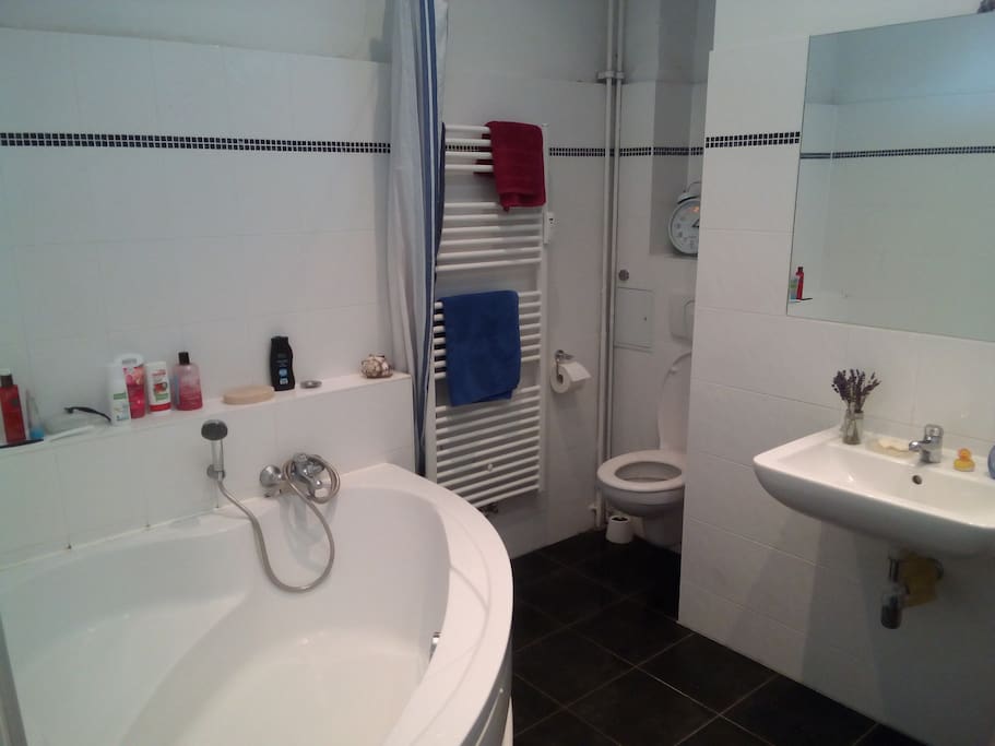 Bathroom - Bathtub/shower, towel heater and clothes washer