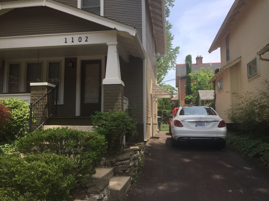 Three car driveway makes parking very easy with a convenient side entrance to the home
