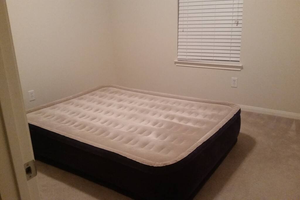 Room #2.
Queen size air mattress. Pillows and sheets (Not pictured) provided.