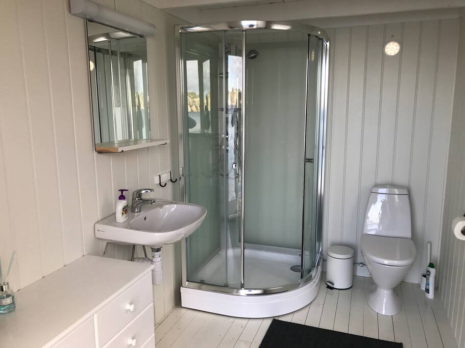 Bathroom with shower.