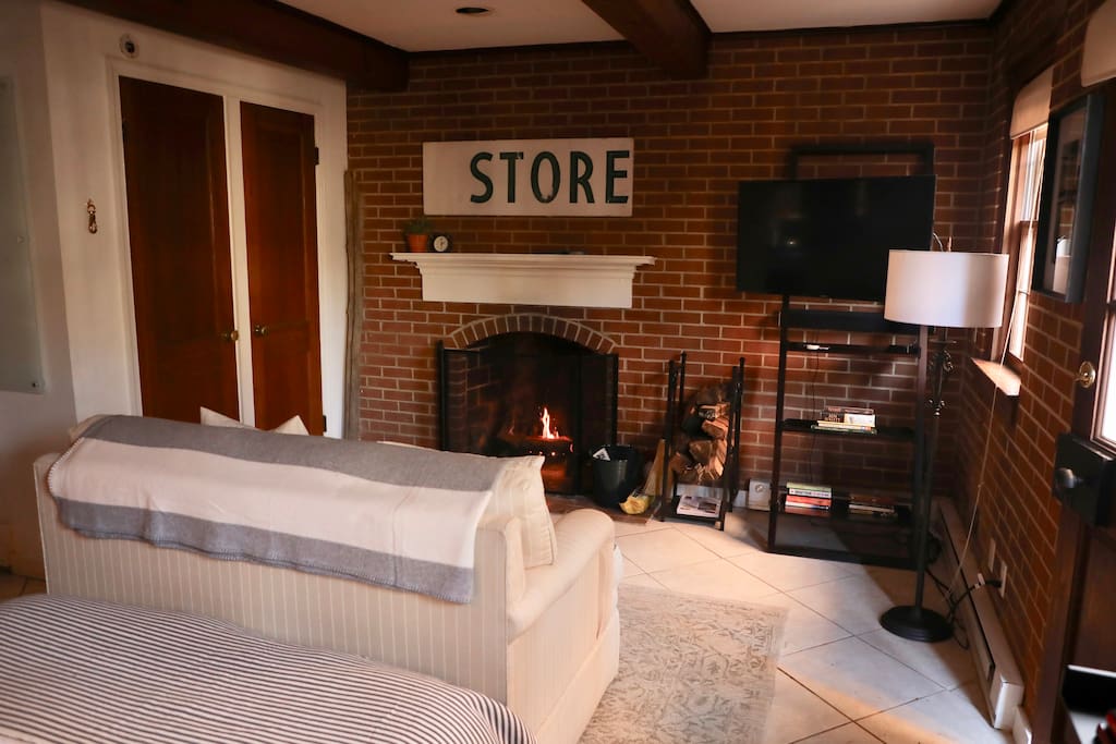 Enjoy the wood burning fireplace and a Netflix movie from the sofa.