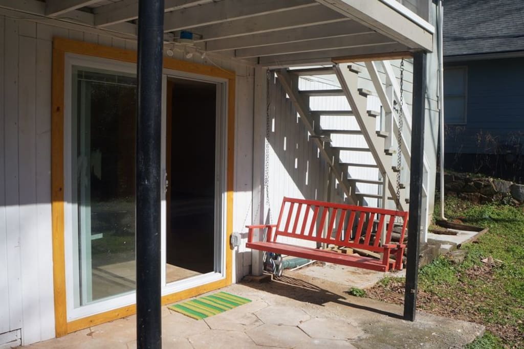 Swing in front of the studio entrance
