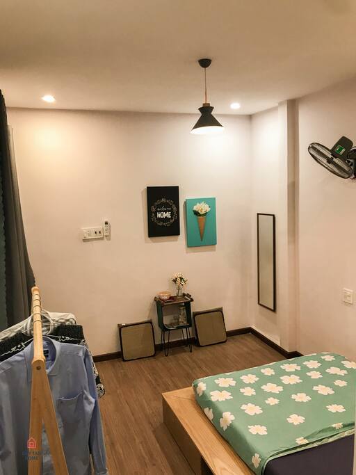 Double bed with private bathroom