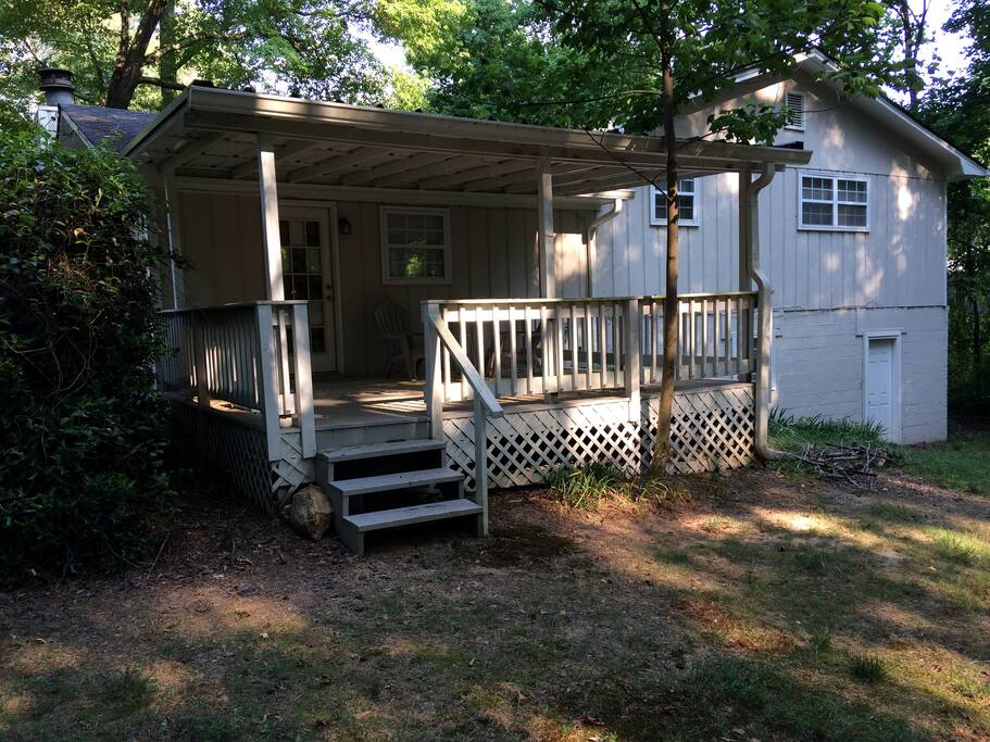 Large yard and covered patio.