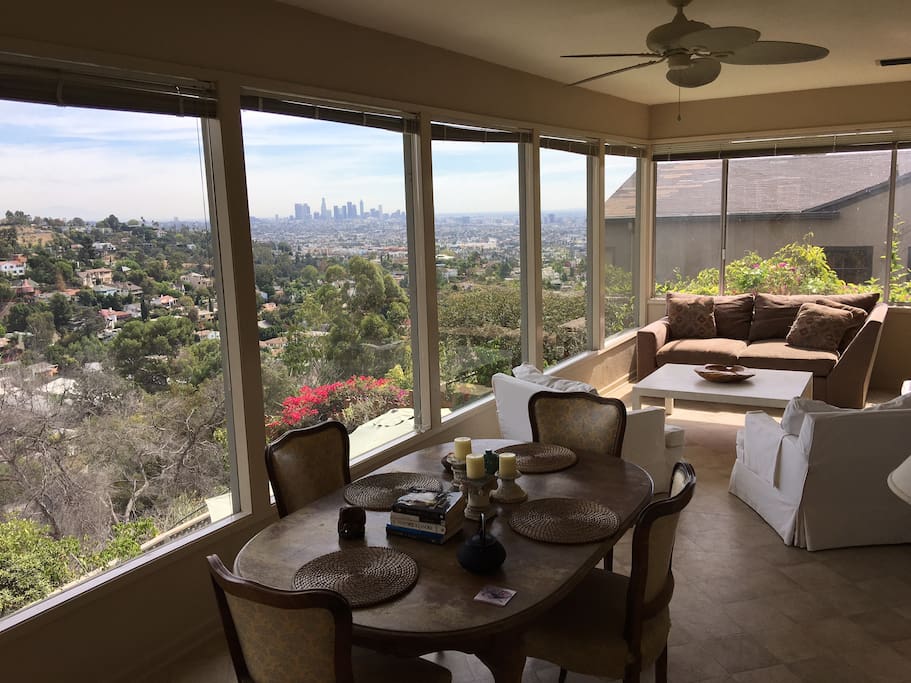 Sunroom with Fabulous view day and night of Hollywood Hills and Downtown Los Angeles