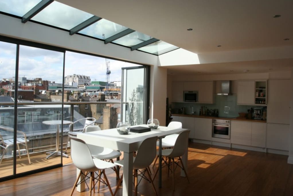 The balcony is perfect for summer dining