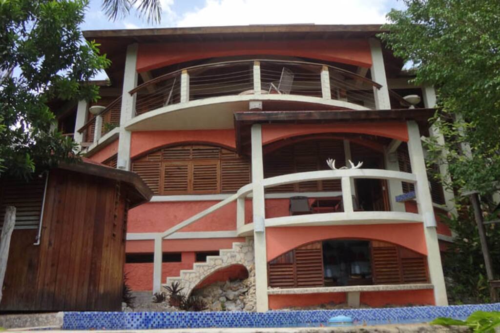 Front of the villa from over the pool