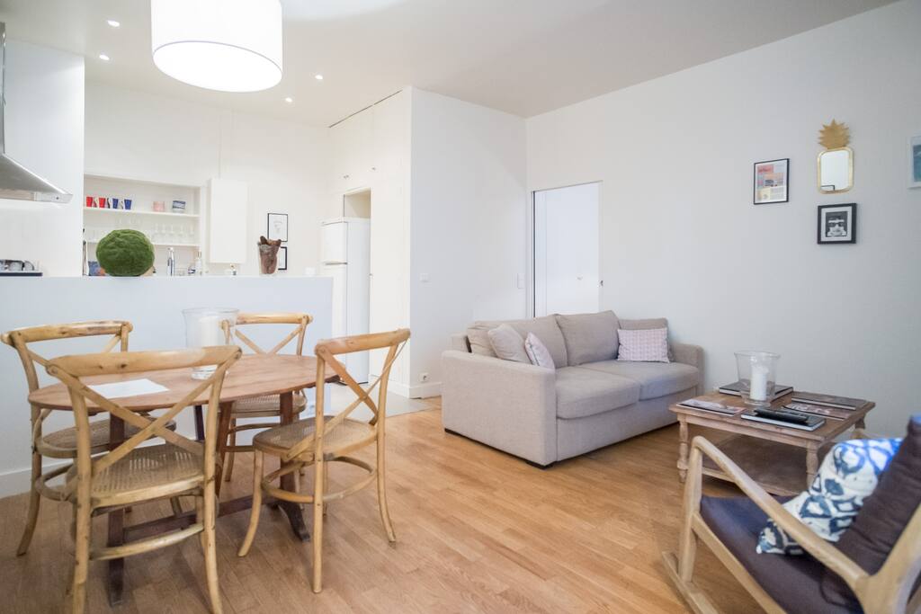 Living room with open kitchen