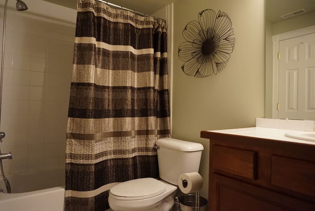 The private bathroom is located within the basement suite.