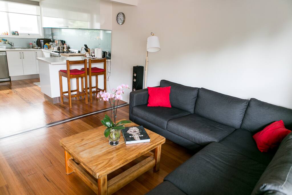 Open space living room connected with the kitchen