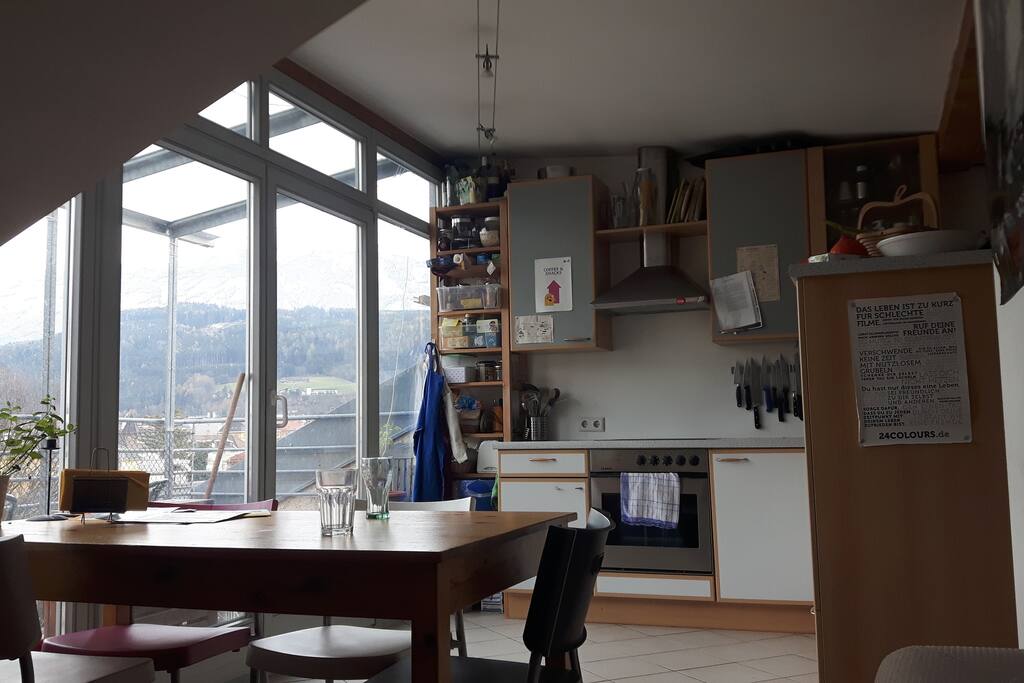 kitchen with balcony
