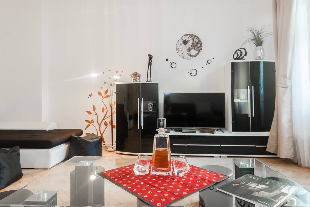 Spacy living room with 2 fold-out couches