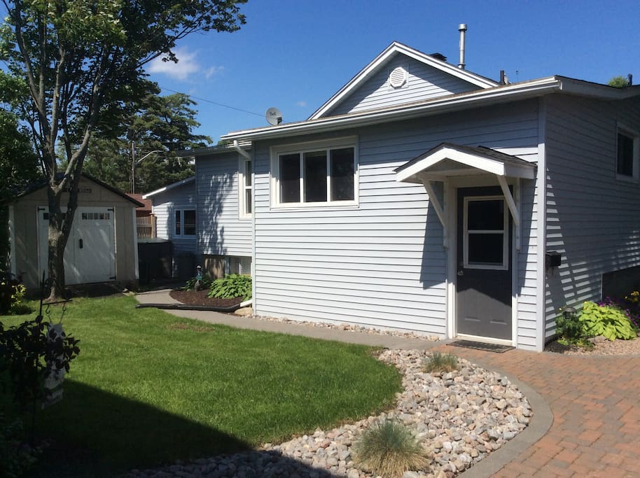 Back of home for easy Lake access. Also door with keypad for easy entry.
