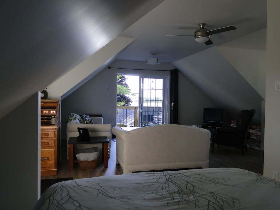 View from bed overlooking water