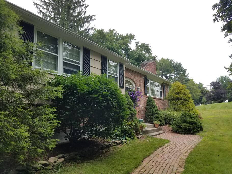 Walk up the path to the front door