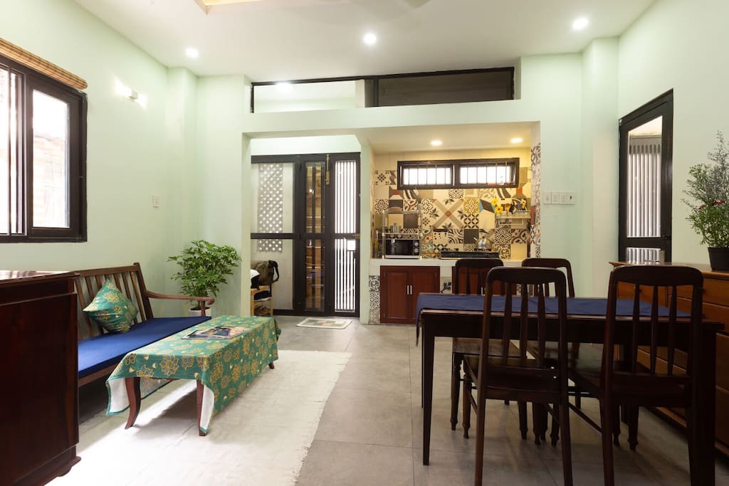 Warm and welcoming living room. Fully facilitated kitchenette and dining table are available.