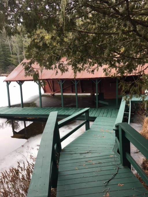 Boathouse and walkway to camp