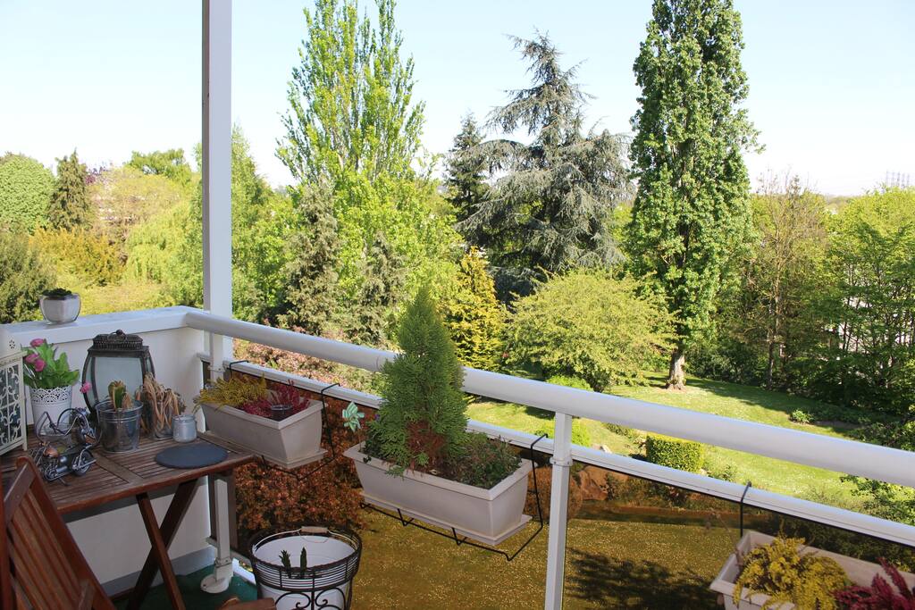 Vue du balcon sur le parc