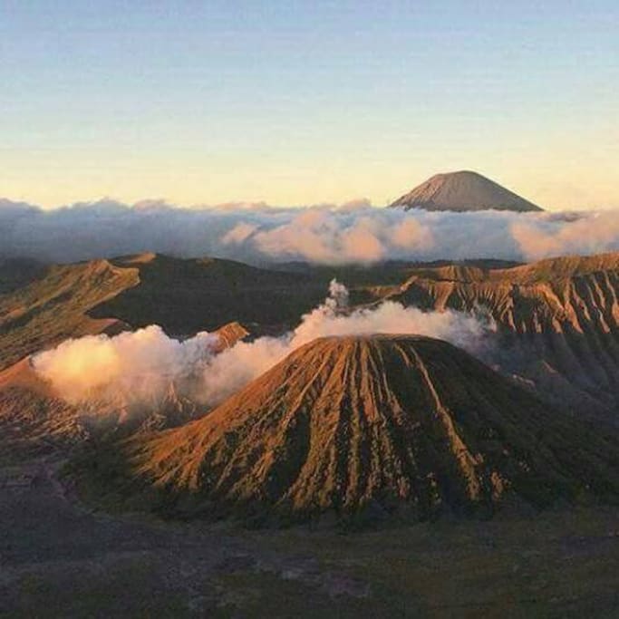 View of Mt. Bromo when have smoke