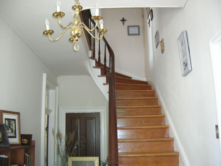 Room is at the top of the stairs