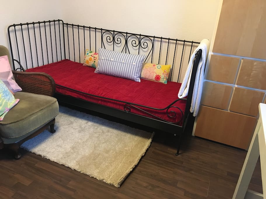bed with two mattress