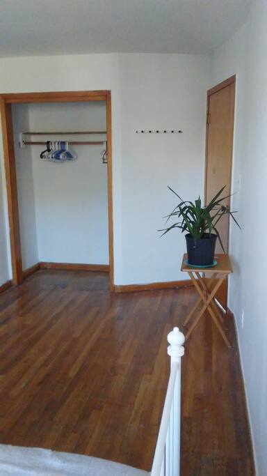 Bedroom Closet. Plant for O2. Door lock for privacy. Plenty of room for Yoga.