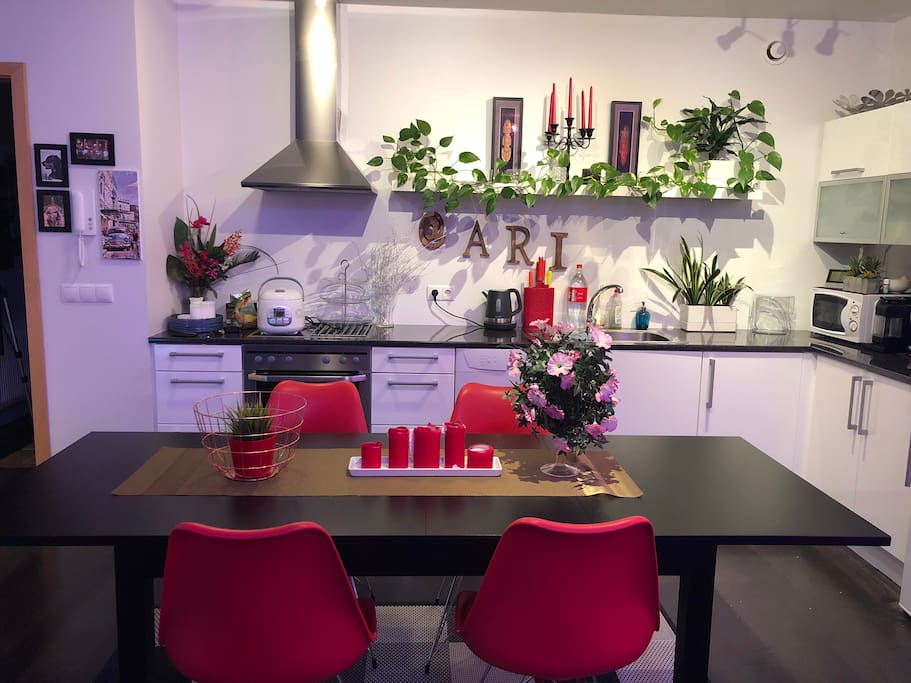 Open kitchen with fully equipped.