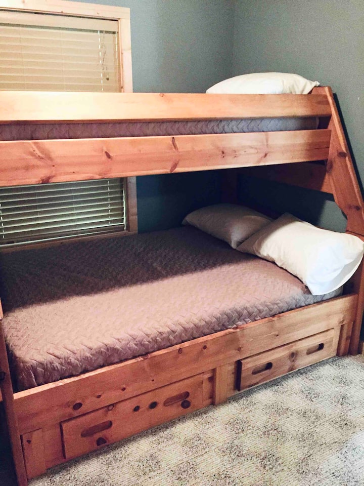The second bedroom has a twin over a full bunk bed. 