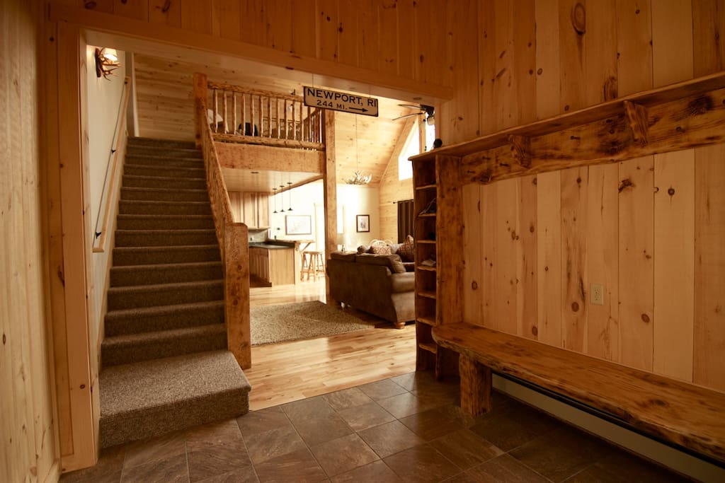 Custom ski-lodge style entry with lots of storage for all of your gear